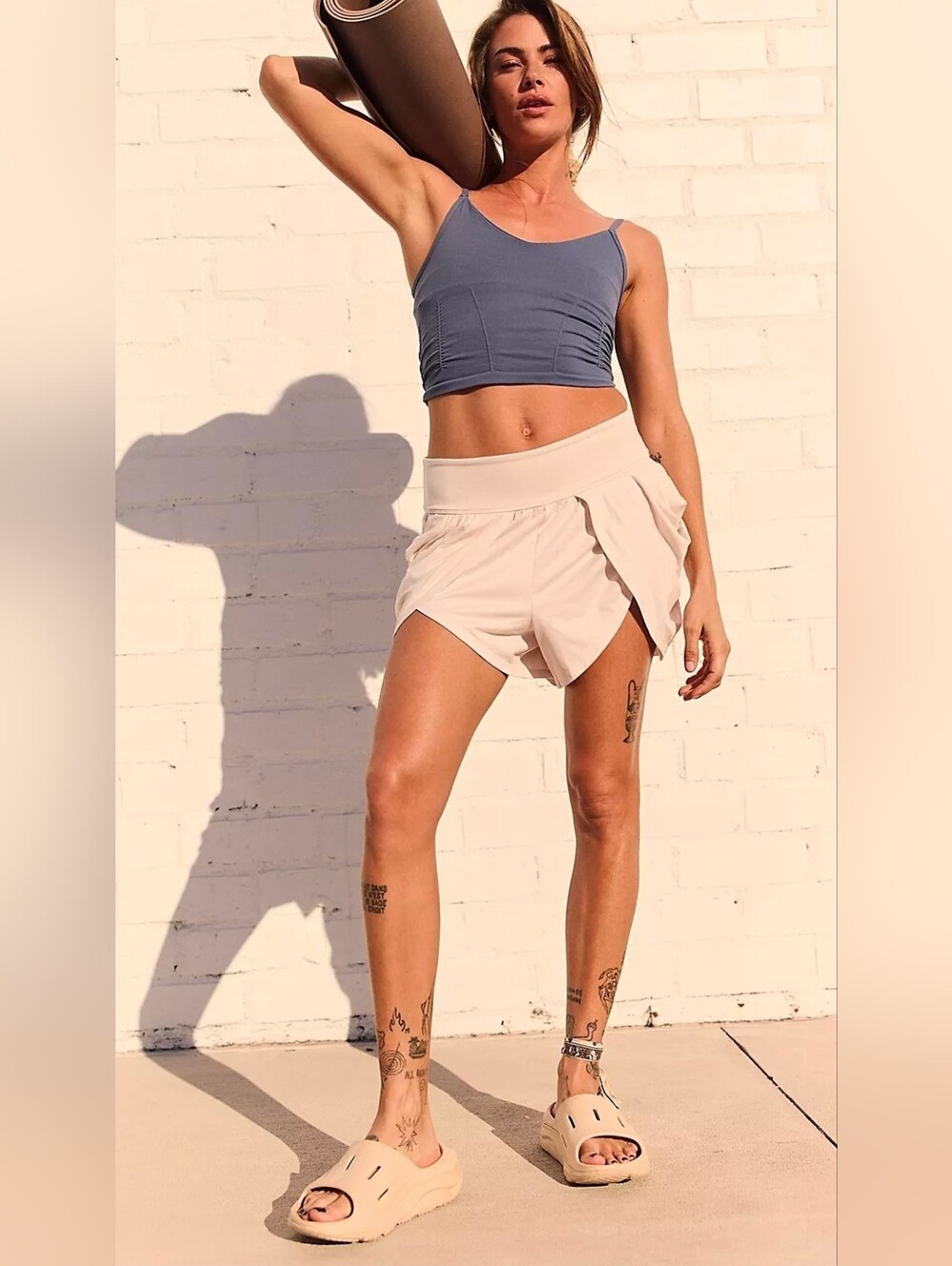 Free People Movement Find Your Flow Shorts In Tofu Sz Large Sweat Quicking NWT